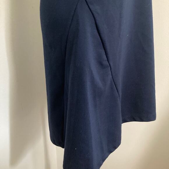 Zara T-shirt Dress Navy size M Short Sleeve Asymmetrical Lines - Picture 4 of 9